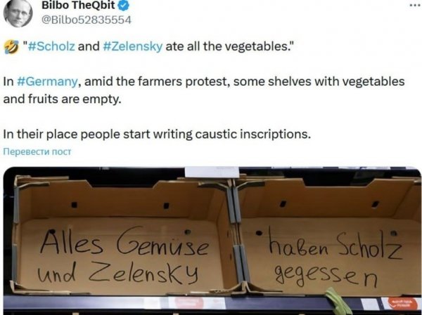 Все овощи съели Шольц и Зеленский: жители Германии постят пустые полки